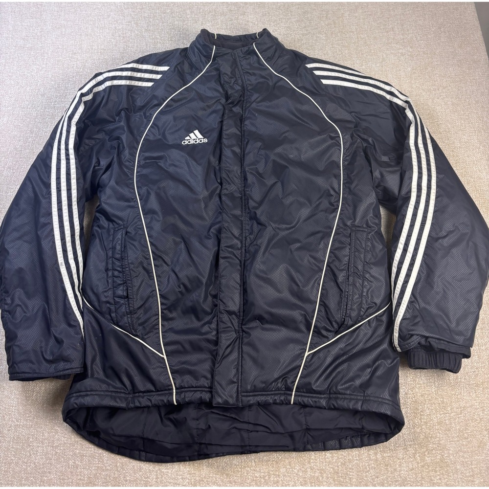 Adidas Vintage Mens Black Ripstop Insulated Track Jacket APU002 Size Medium